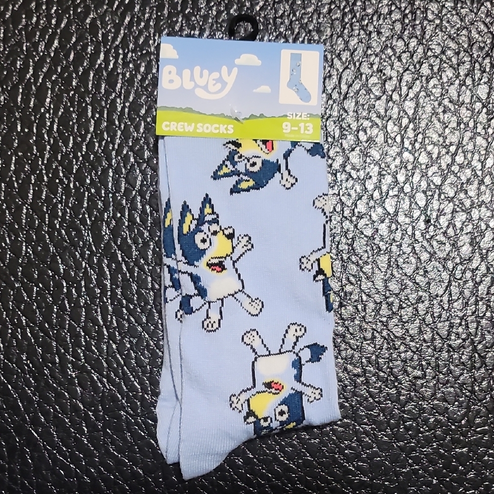 Lucy Light Blue Cartoon Crew Socks